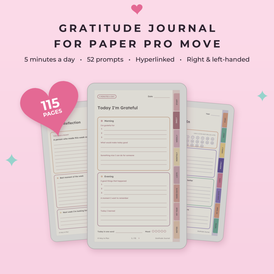 Gratitude Journal for reMarkable Paper Pro Move
