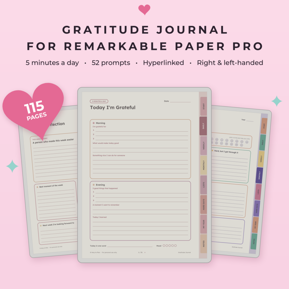 Gratitude Journal for reMarkable Paper Pro