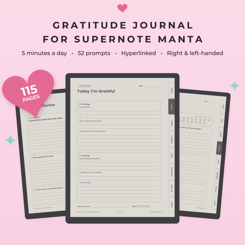 Gratitude Journal for Supernote Manta