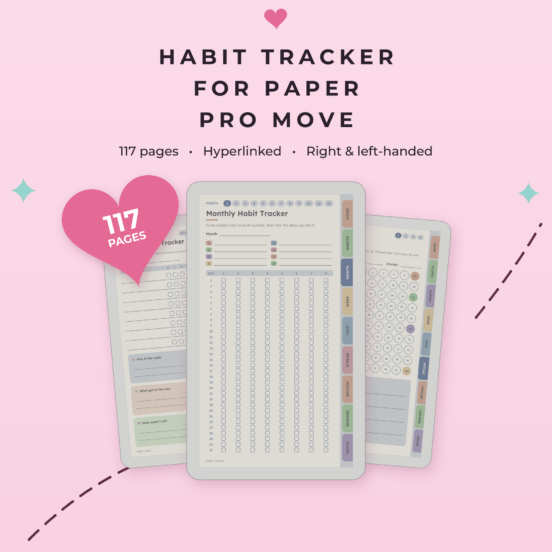 Habit Tracker for reMarkable Paper Pro Move | Hyperlinked Color E-Ink Habit Tracker, 3 Themes