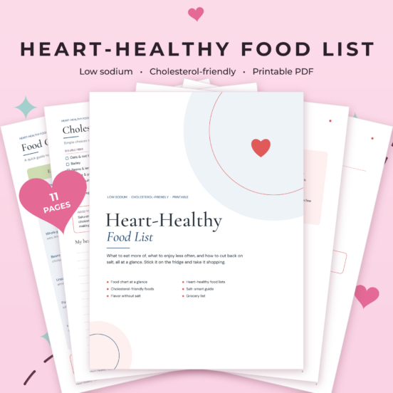 Heart-Healthy Food List Printable | Low Sodium & Cholesterol-Friendly Food Chart + Grocery List