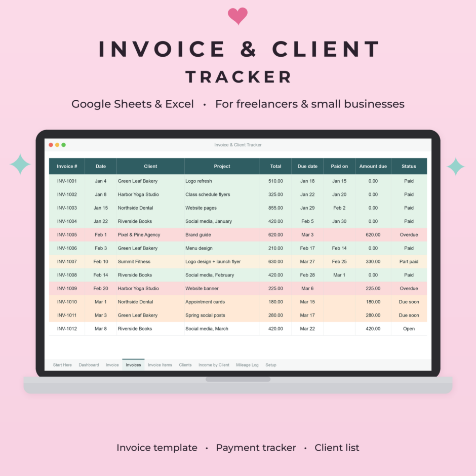 Invoice & Client Tracker Spreadsheet