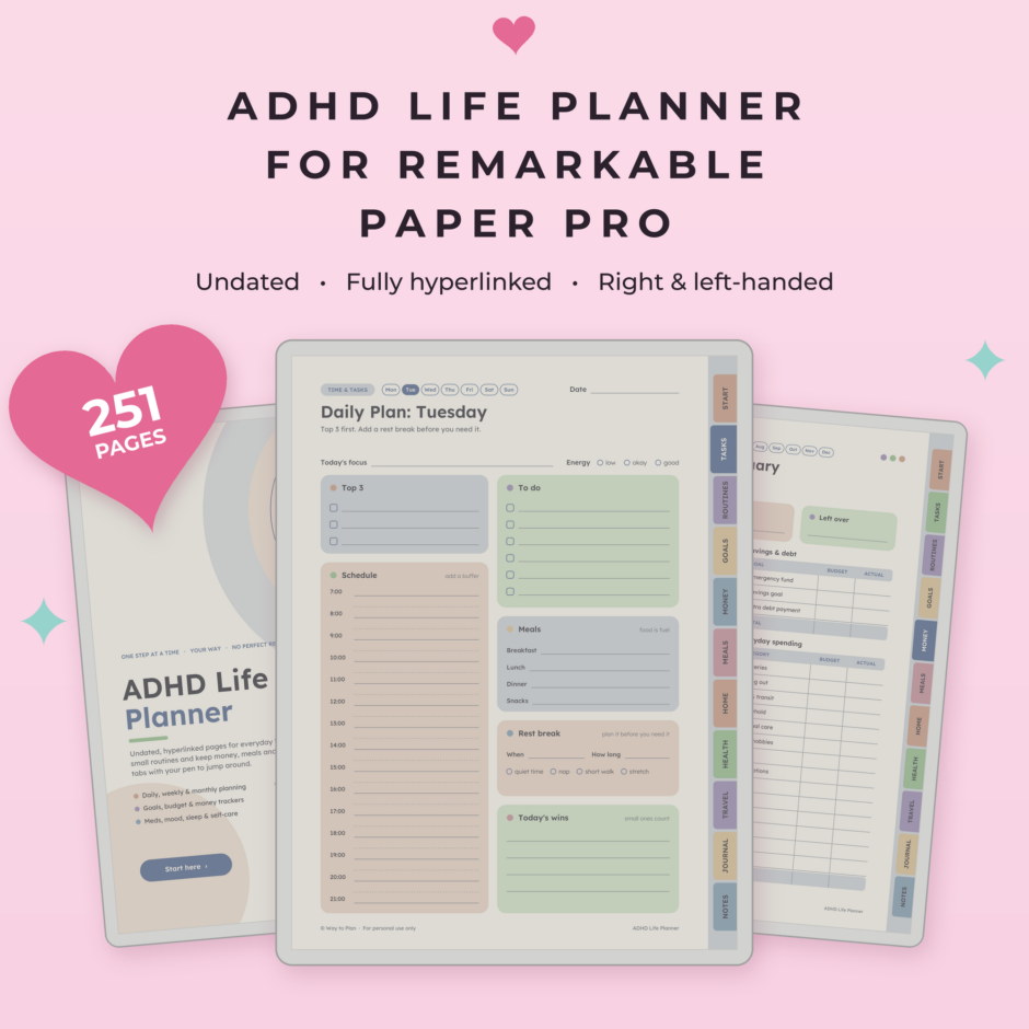 ADHD Life Planner for reMarkable Paper Pro – Main