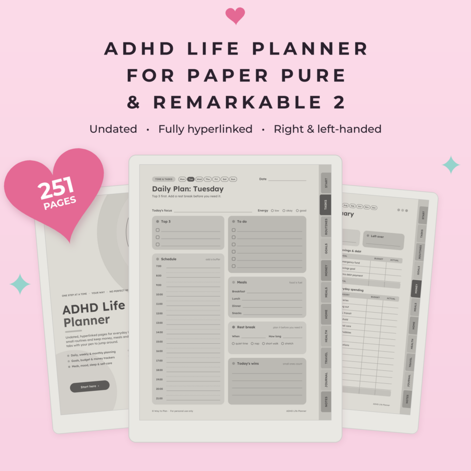 ADHD Life Planner for reMarkable Paper Pure & reMarkable 2 – Main