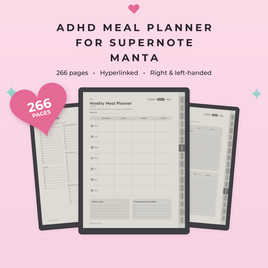 ADHD Meal Planner for Supernote Manta
