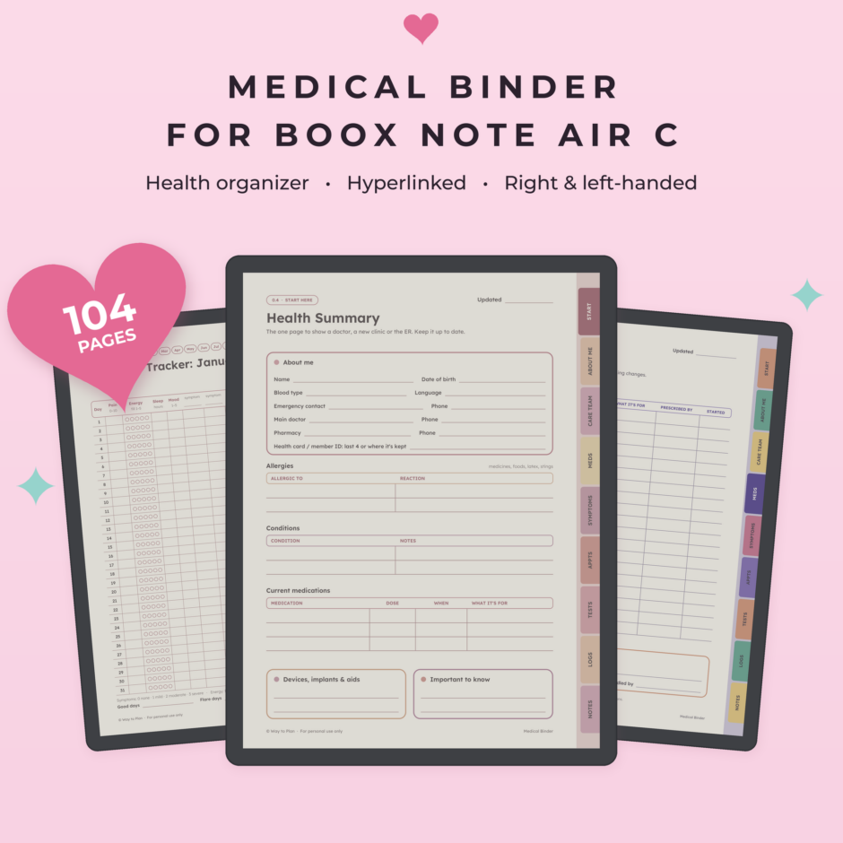 Medical Binder for Boox Note Air C