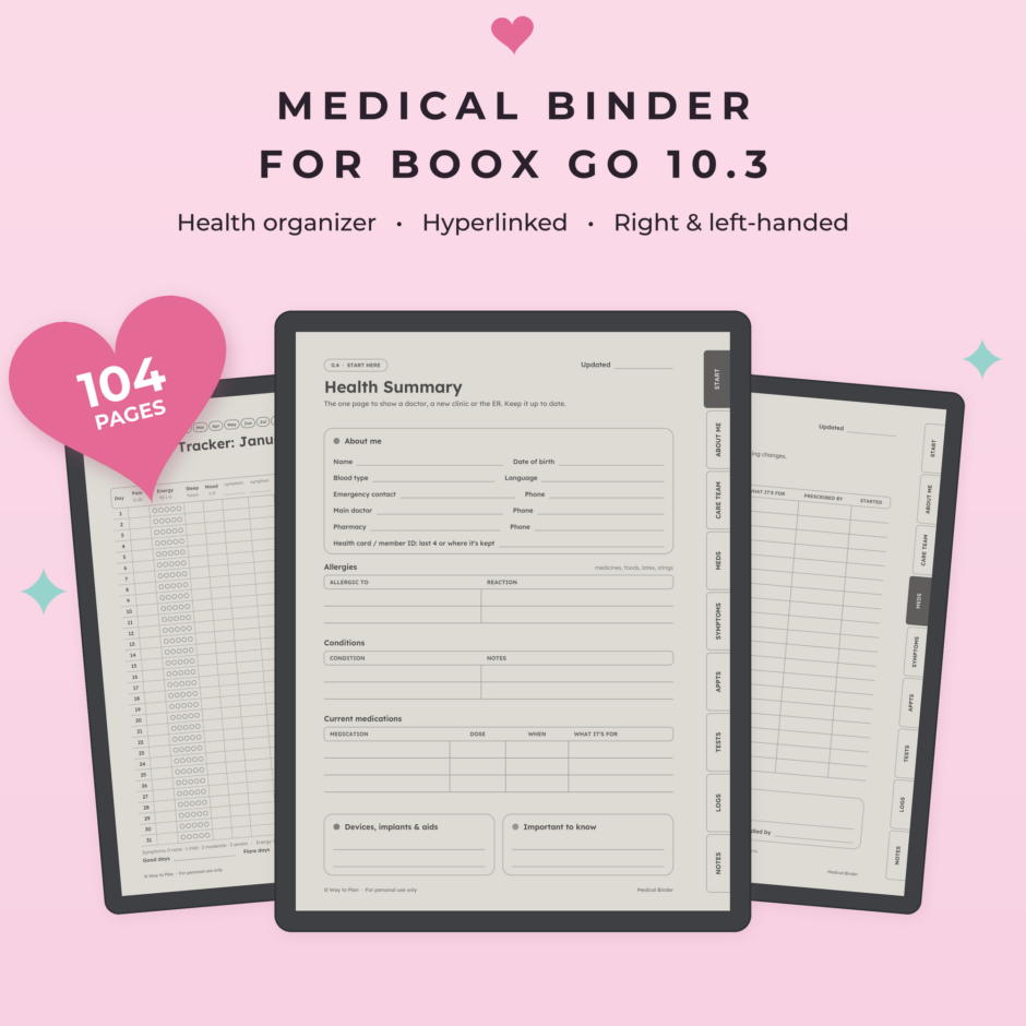 Medical Binder for Boox Go 10.3