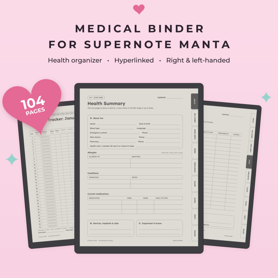 Medical Binder for Supernote Manta