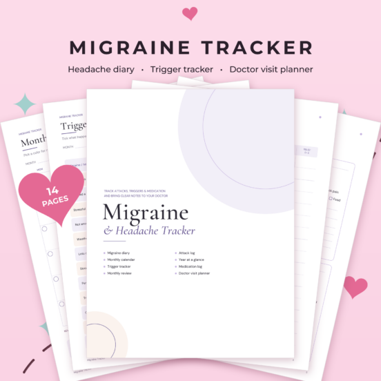 Migraine Tracker Printable | Headache Diary, Trigger Tracker, Medication Log & Doctor Visit Planner