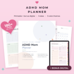 ADHD Mom Planner Printable | Family Command Center, Kids Routine & Chore Charts, Mom Brain Dump + Bonus Digital Planner