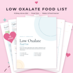 Low Oxalate Food List Printable | Kidney Stone Diet Food Chart, Grocery List & Daily Tracker