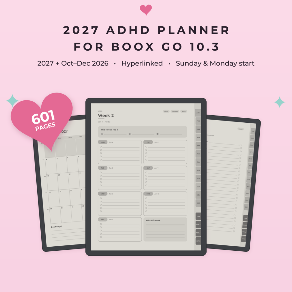 ADHD Planner 2027 for Boox Go 10.3