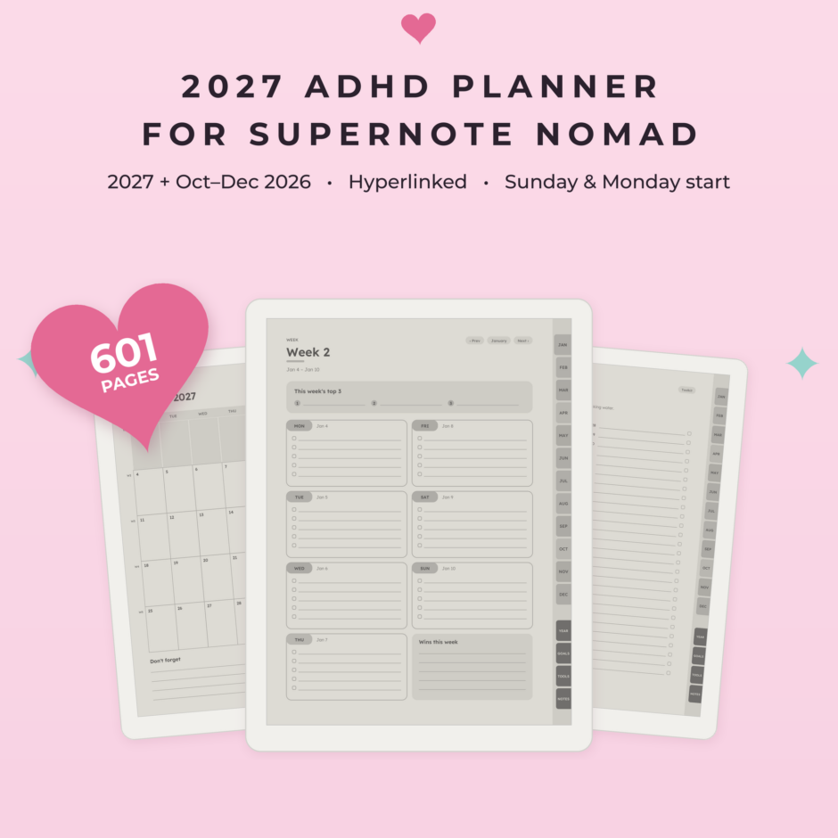 ADHD Planner 2027 for Supernote Nomad - Main