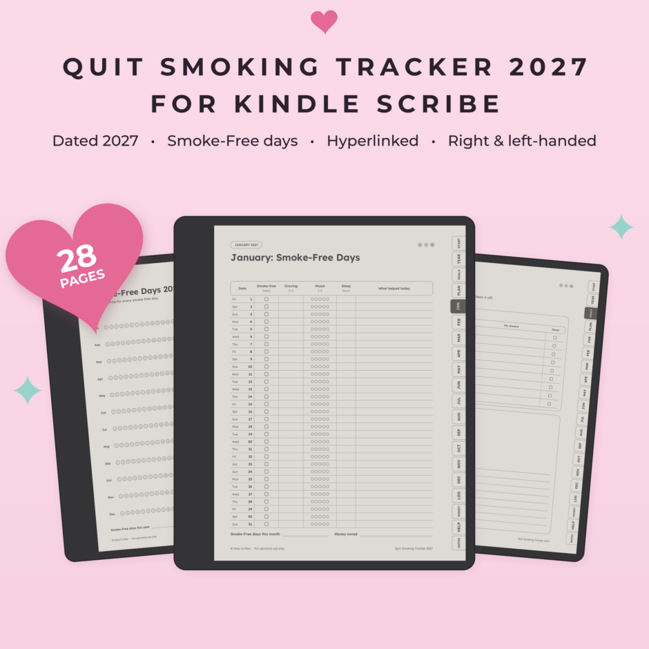 Quit Smoking Tracker 2027 for Kindle Scribe