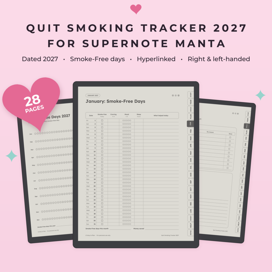 Quit Smoking Tracker 2027 for Supernote Manta