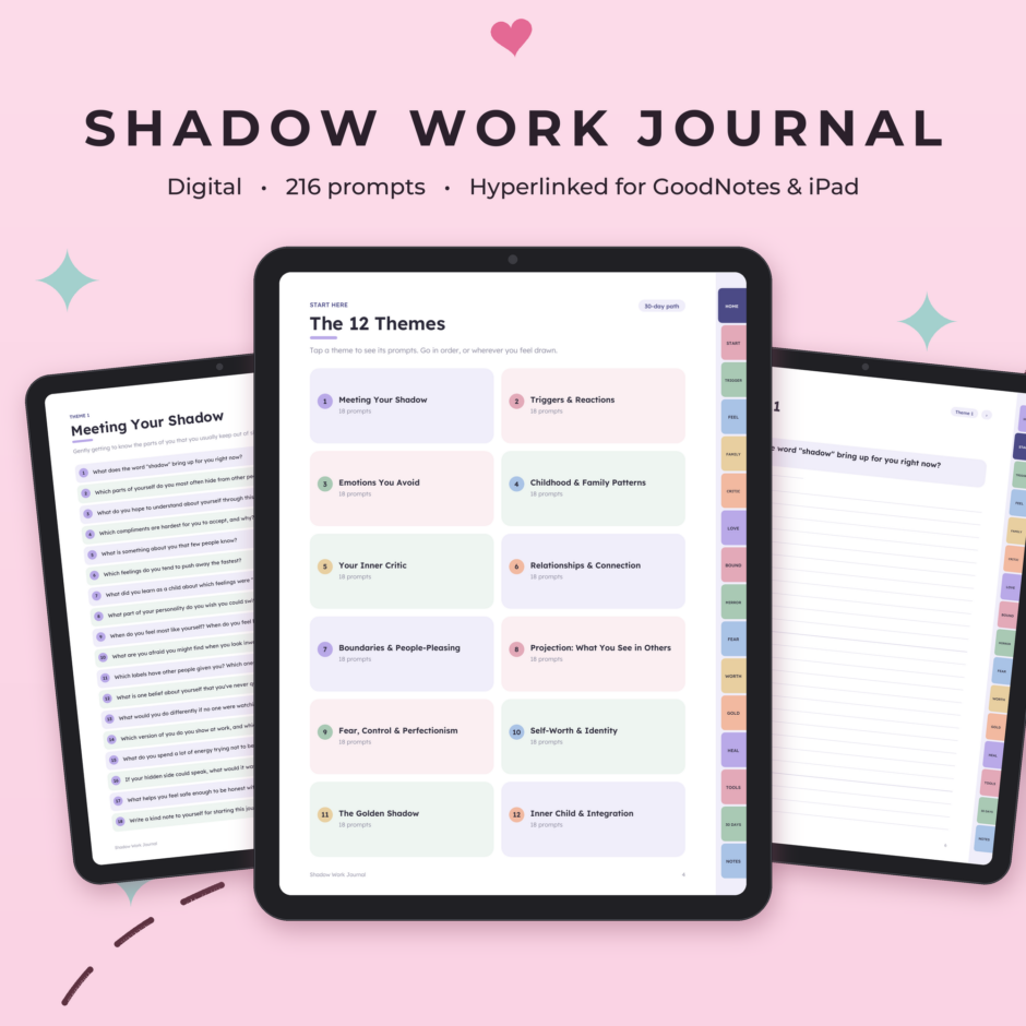 Shadow Work Journal Digital | 216 Guided Prompts, Hyperlinked Journal for GoodNotes & iPad