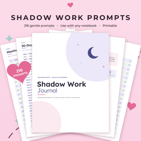 Shadow Work Prompts Printable | 216 Journal Prompts in 12 Themes, 30-Day Path & Trigger Log