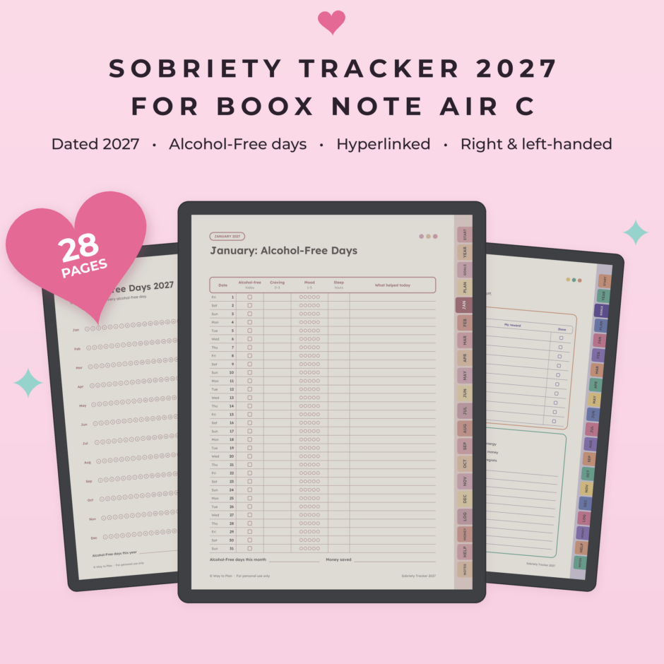 Sobriety Tracker 2027 for Boox Note Air C