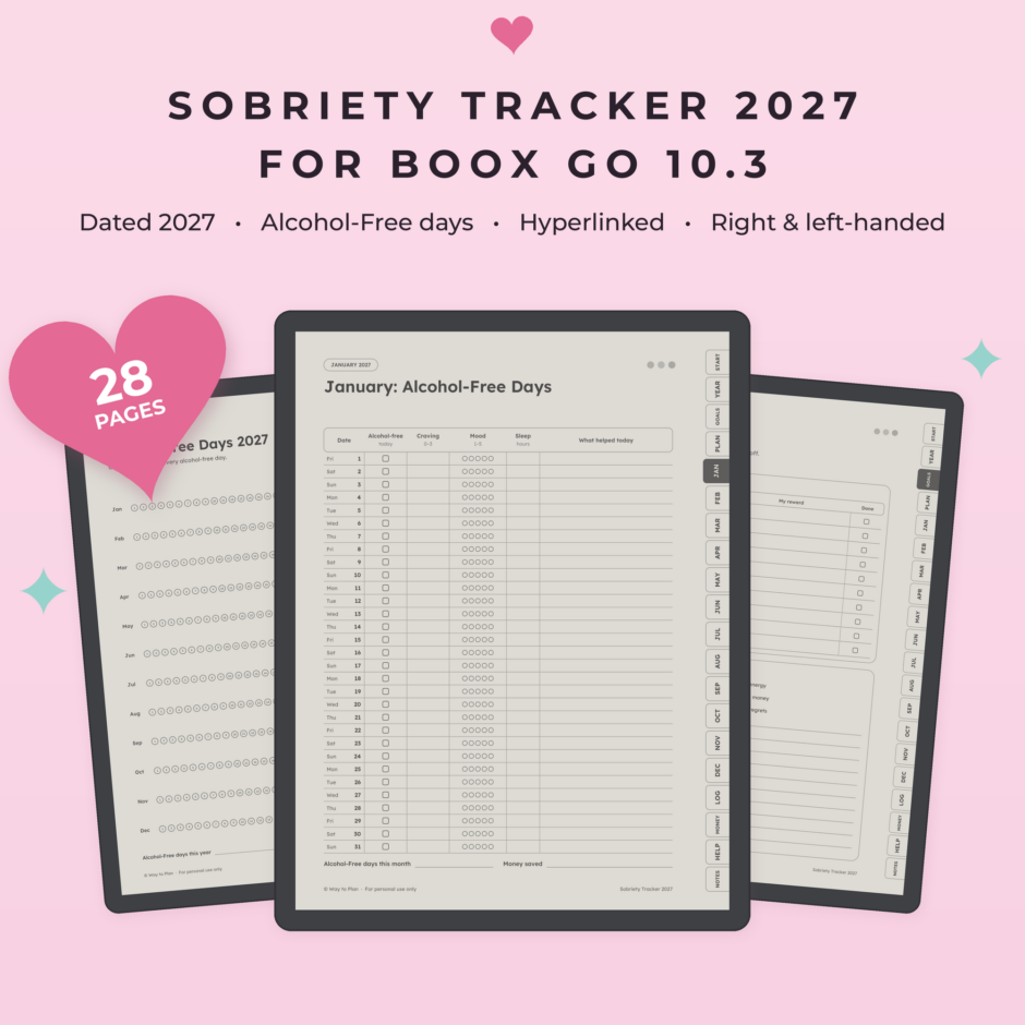 Sobriety Tracker 2027 for Boox Go 10.3