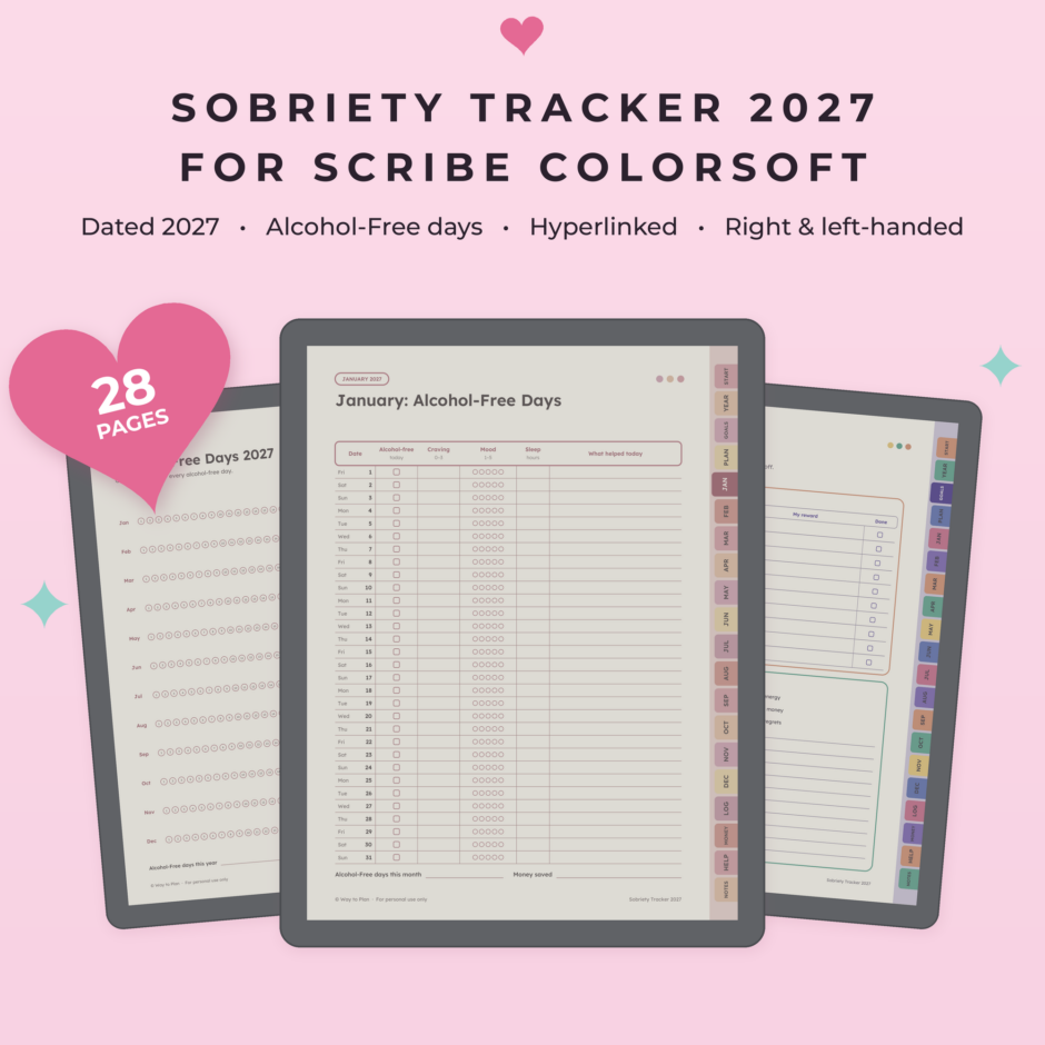 Sobriety Tracker 2027 for Kindle Scribe Colorsoft