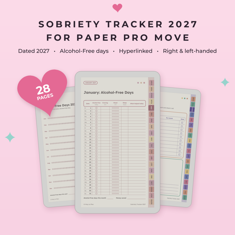 Sobriety Tracker 2027 for reMarkable Paper Pro Move