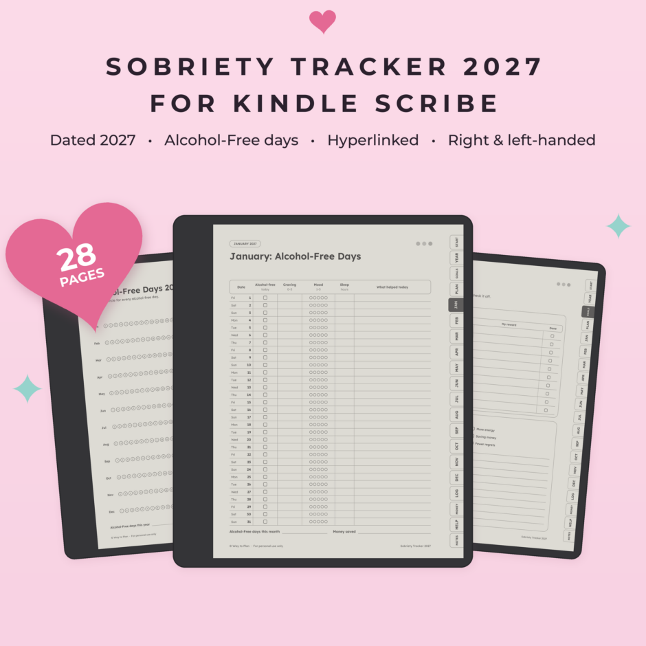 Sobriety Tracker 2027 for Kindle Scribe