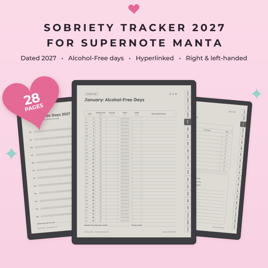 Sobriety Tracker 2027 for Supernote Manta