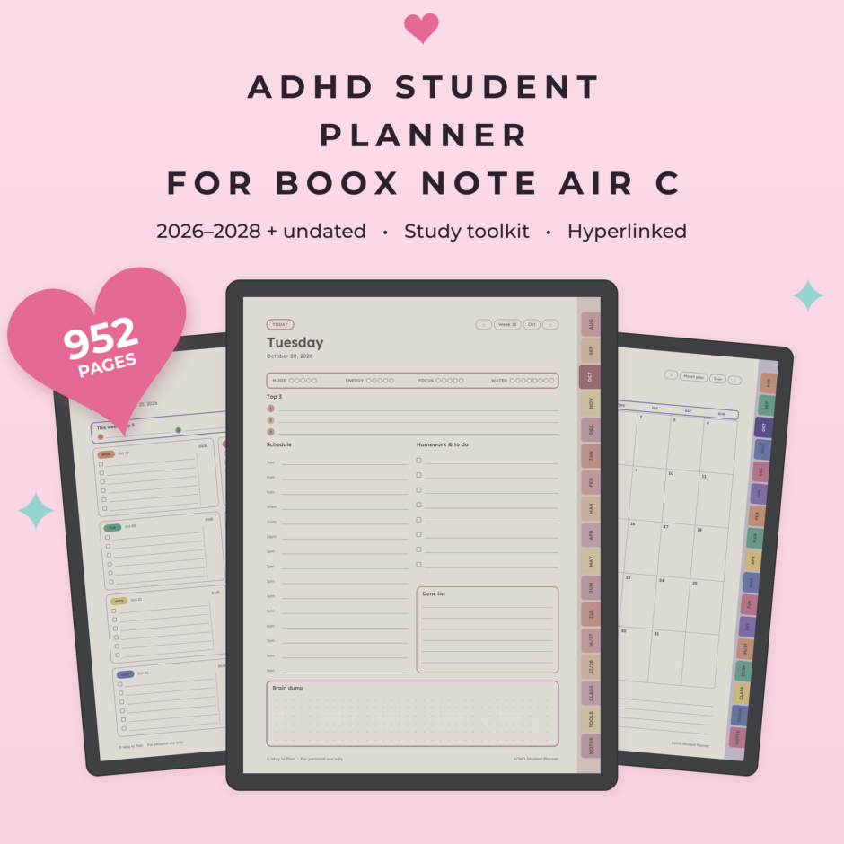 ADHD Student Planner for Boox Note Air C
