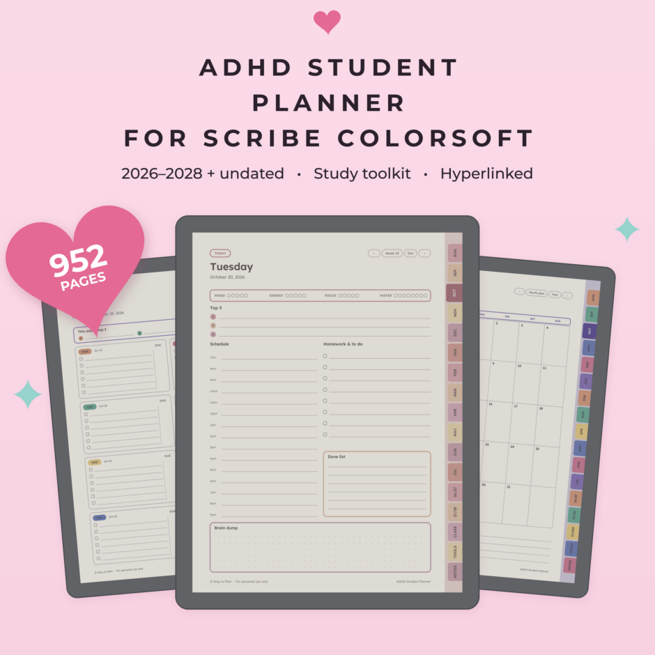 ADHD Student Planner for Kindle Scribe Colorsoft