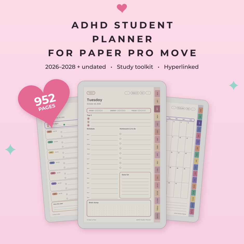 ADHD Student Planner for reMarkable Paper Pro Move