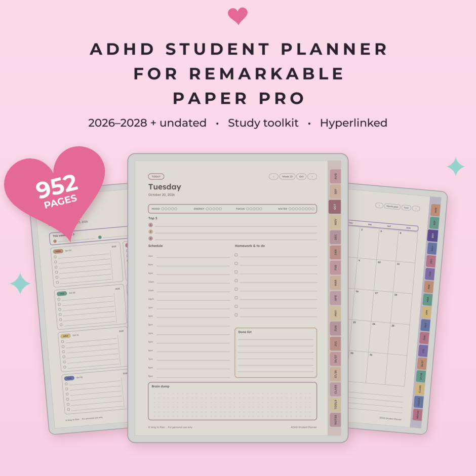 ADHD Student Planner for reMarkable Paper Pro