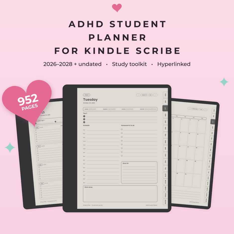 ADHD Student Planner for Kindle Scribe