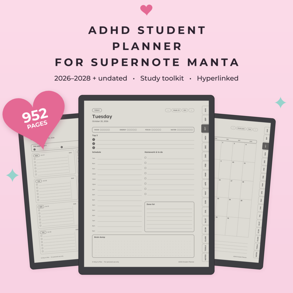 ADHD Student Planner for Supernote Manta