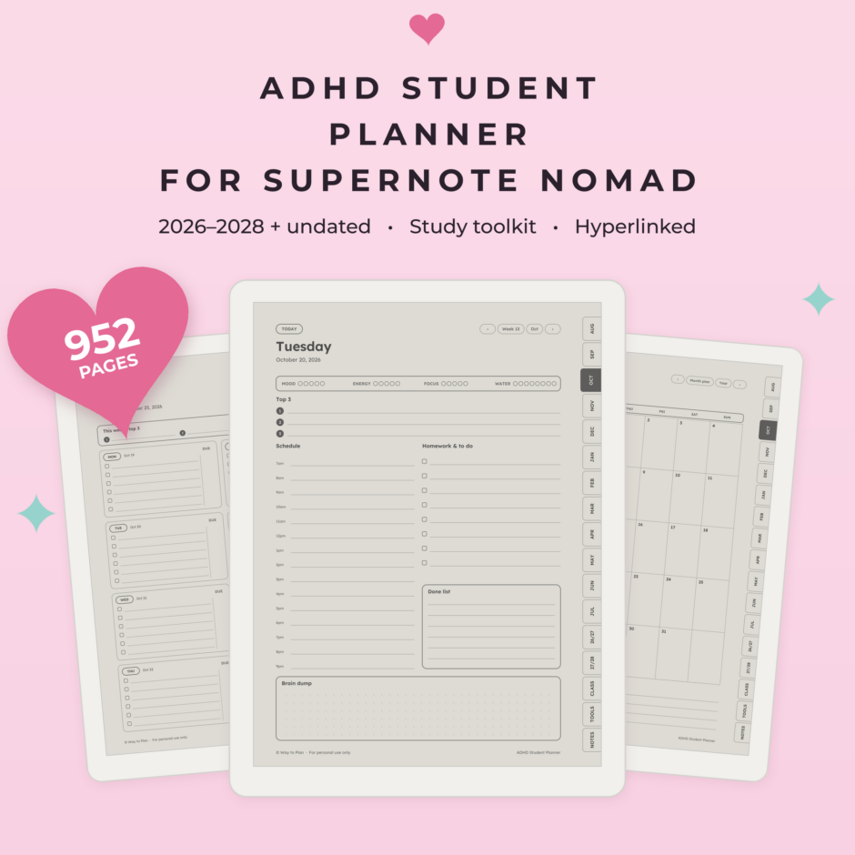 ADHD Student Planner for Supernote Nomad