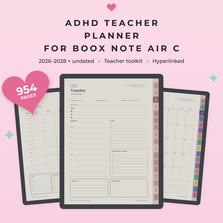 ADHD Teacher Planner for Boox Note Air C