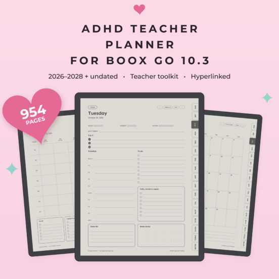 ADHD Teacher Planner for Boox Go 10.3 | 2026-2028 Lesson Planner, Undated Bonus, Hyperlinked