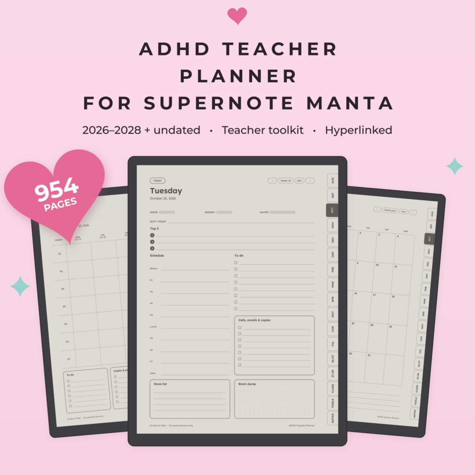 ADHD Teacher Planner for Supernote Manta