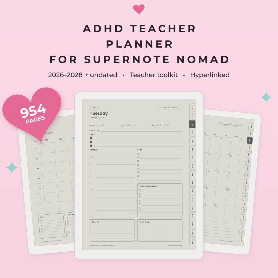 ADHD Teacher Planner for Supernote Nomad