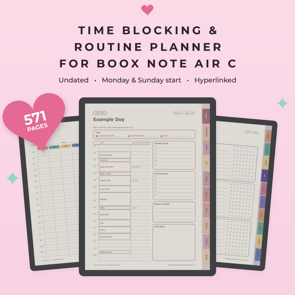 ADHD Time Blocking & Routine Planner for Boox Note Air C