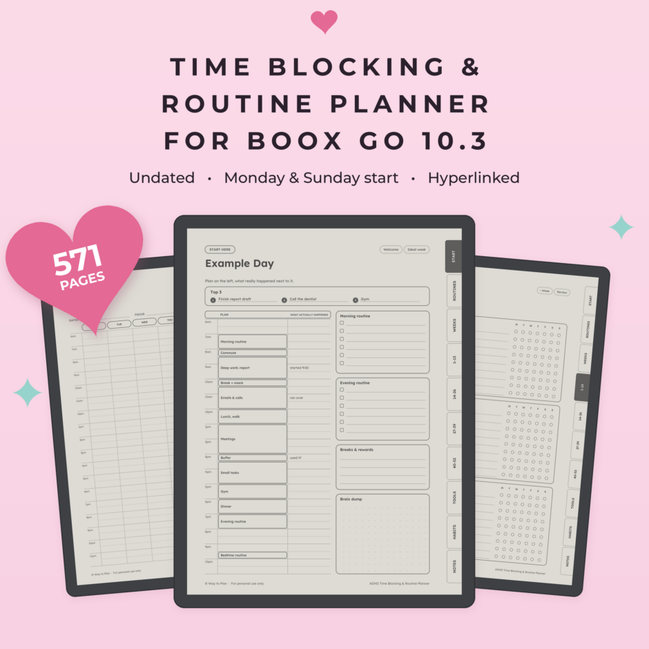 ADHD Time Blocking & Routine Planner for Boox Go 10.3
