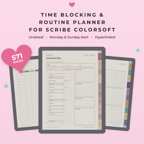 ADHD Time Blocking & Routine Planner for Kindle Scribe Colorsoft | Undated ADHD Daily Planner, Time Blocking & Routines, Hyperlinked