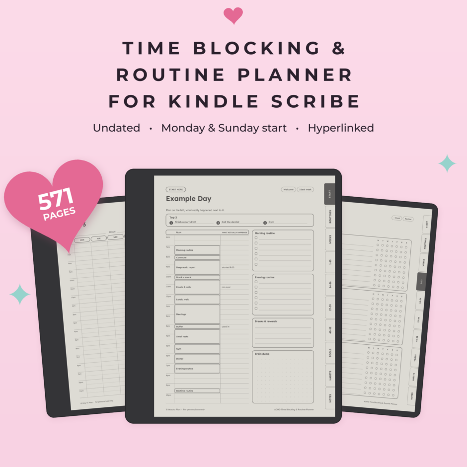ADHD Time Blocking & Routine Planner for Kindle Scribe