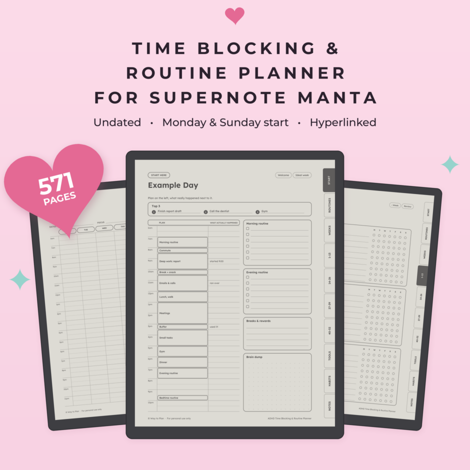 ADHD Time Blocking & Routine Planner for Supernote Manta