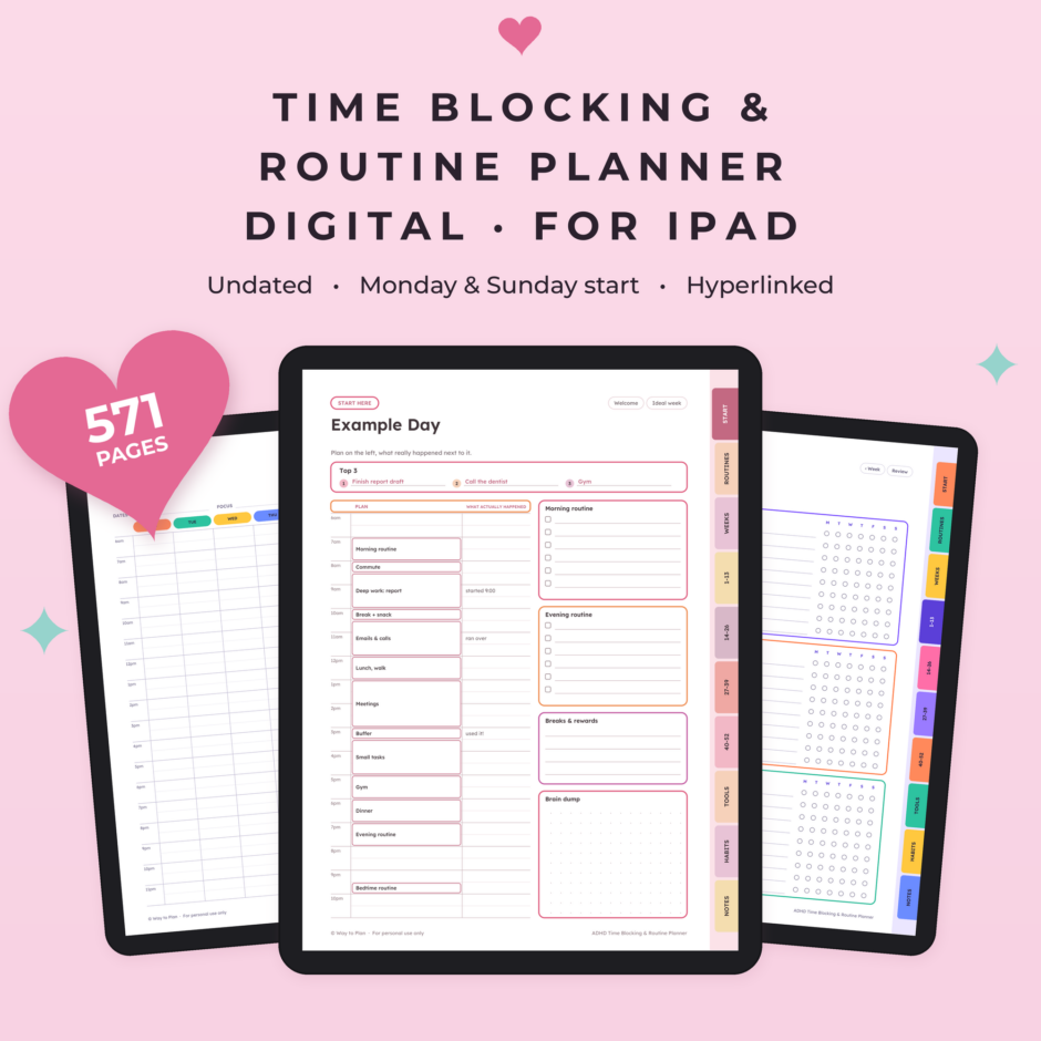 ADHD Time Blocking & Routine Planner for iPad