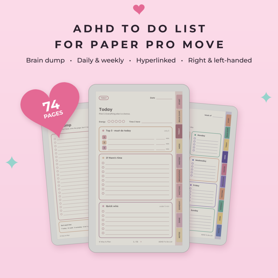 ADHD To Do List for reMarkable Paper Pro Move