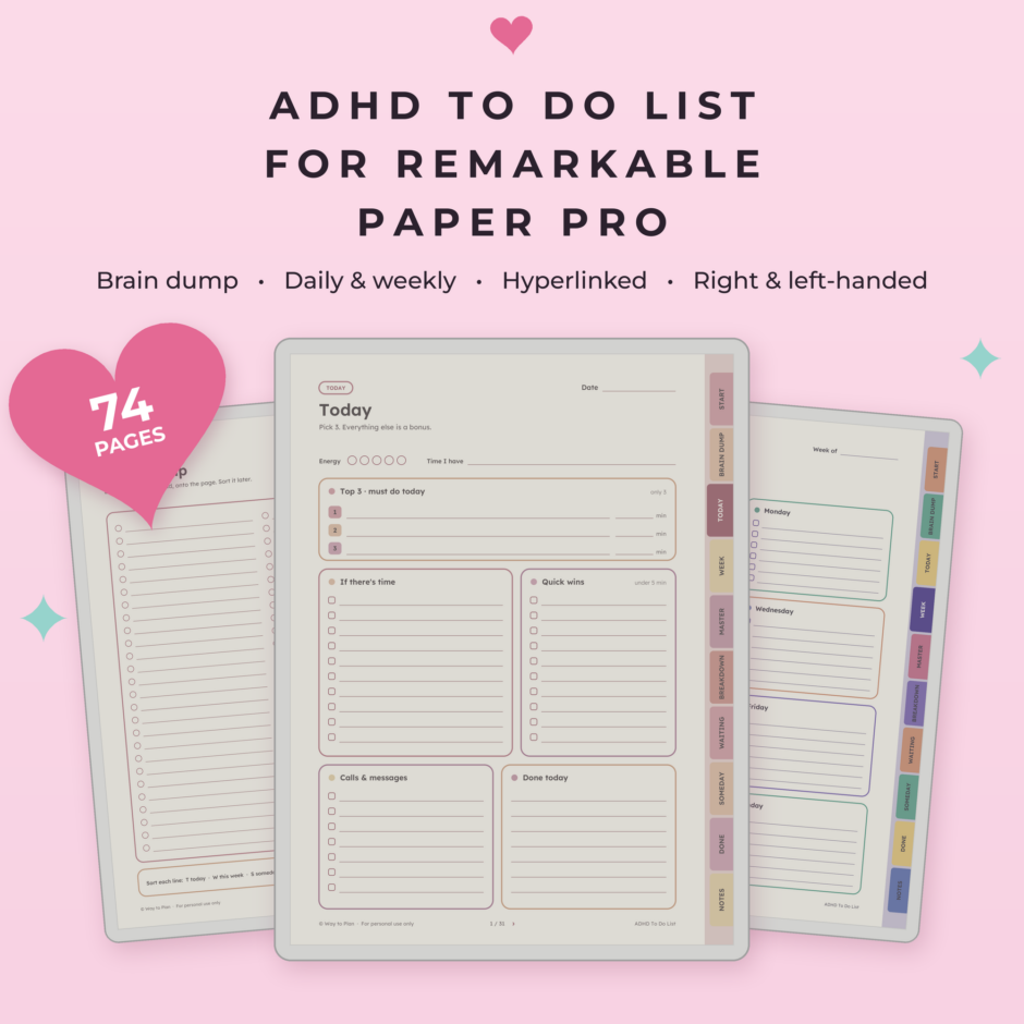 ADHD To Do List for reMarkable Paper Pro