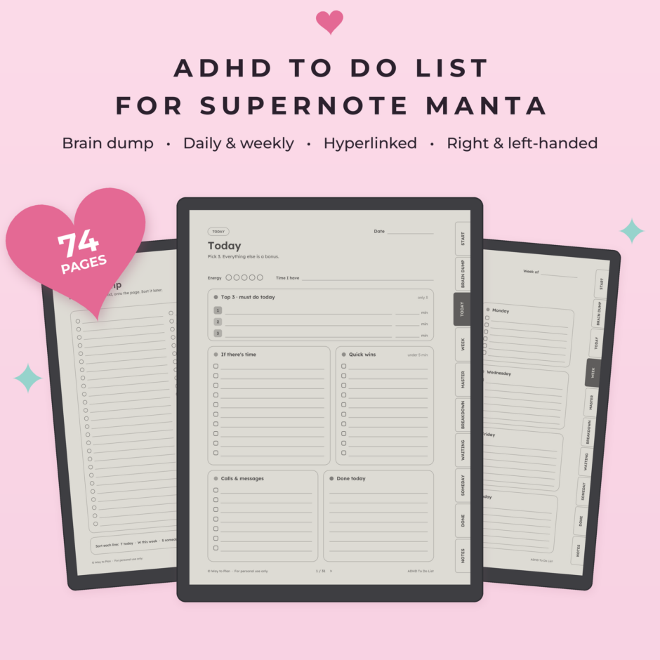ADHD To Do List for Supernote Manta