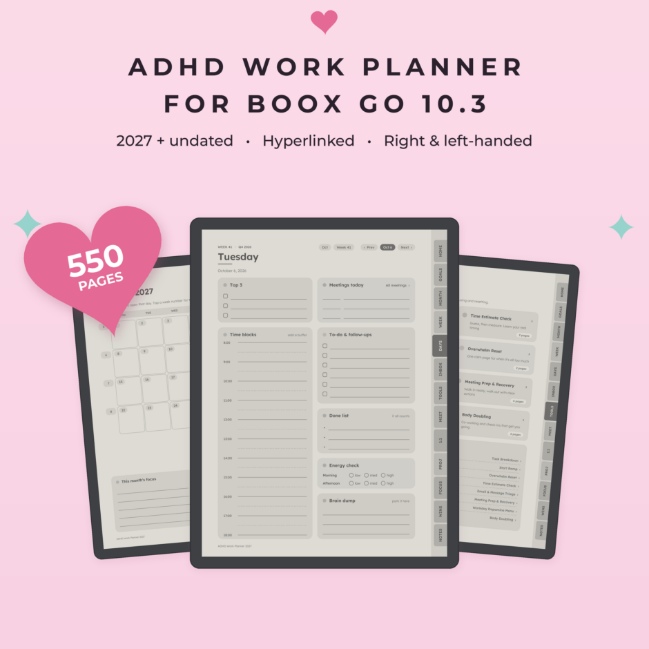 ADHD Work Planner 2027 + Undated for Boox Go 10.3