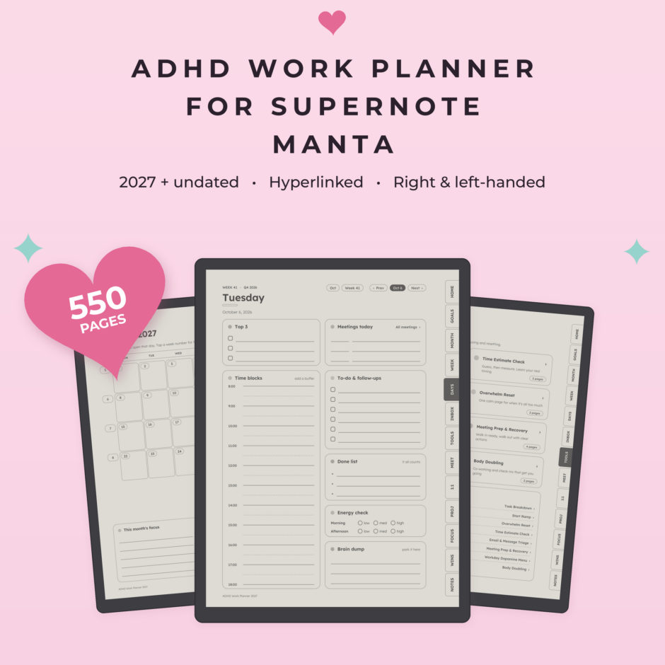 ADHD Work Planner for Supernote Manta
