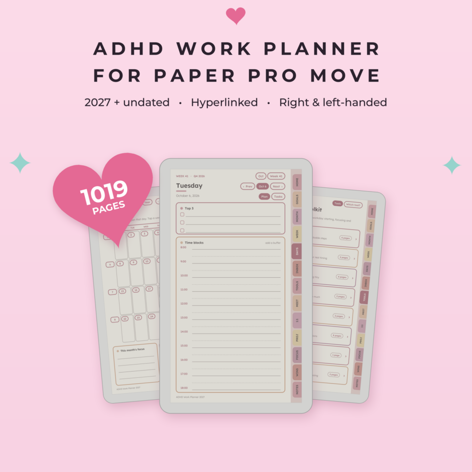 ADHD Work Planner for reMarkable Paper Pro Move